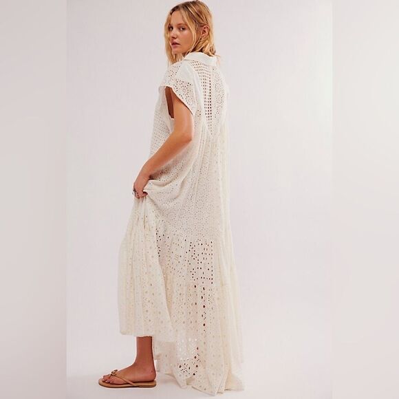 Free People Marieanne Eyelet Maxi Dress/ size S - Picture 4 of 13